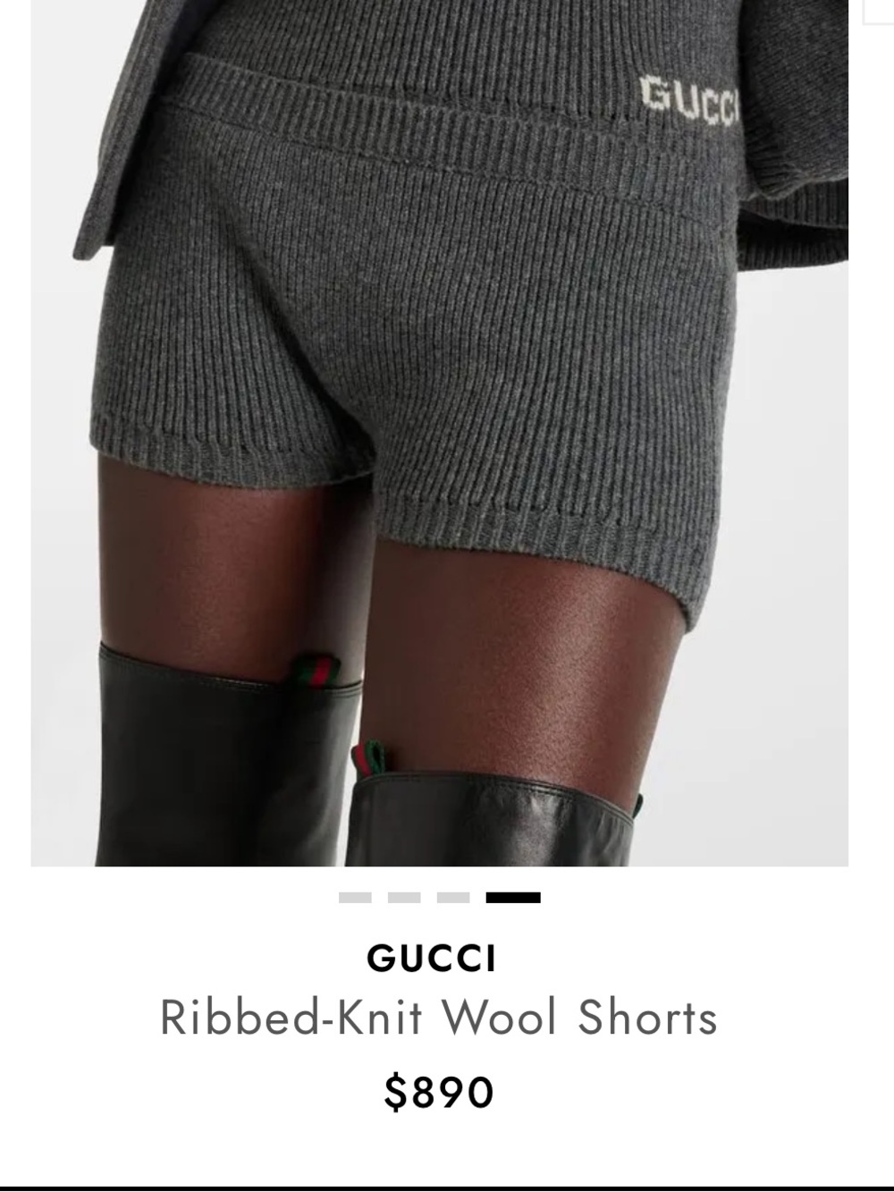 Gucci Ribbed Knit wool Shorts - Charcoal Gray